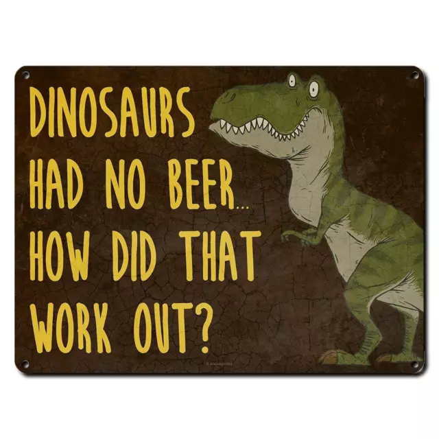 Retro Metal Signs Dinosaurs Had No Beer Plaque Tin Plate Pub Bar Wall Poster