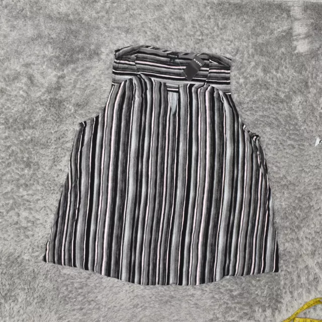 NEW Torrid Women's Plus Size 1 Basic Sleeveless Gray Striped Rayon Crew Neck Reg