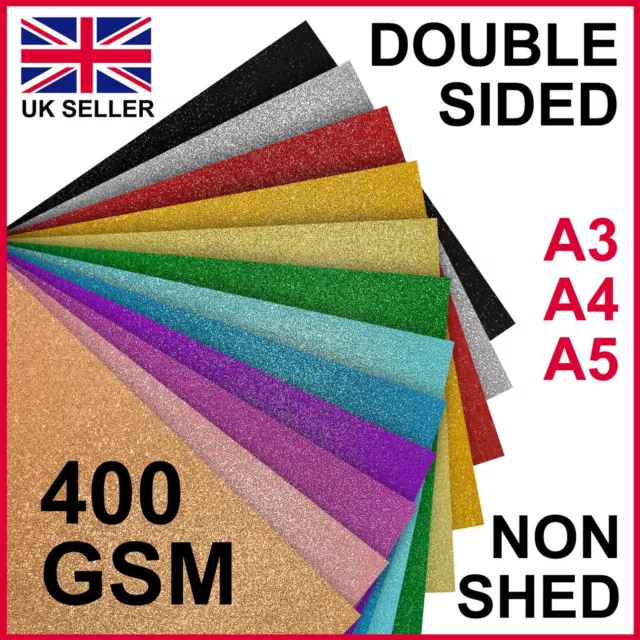 A3 A4 A5 Glitter Card 400 GSM Double Sided Non Shed Art Paper Kraft Coloured New