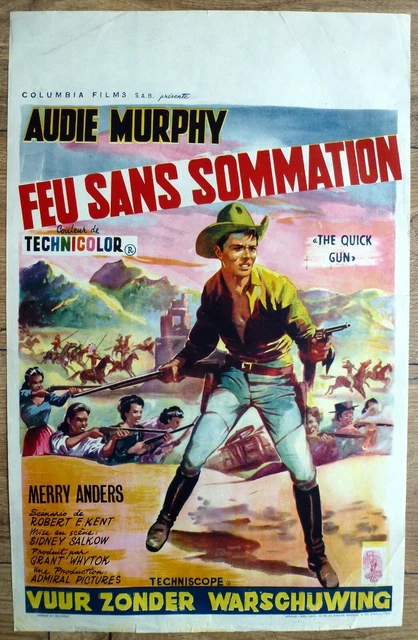 belgian poster western THE QUICK GUN, AUDIE MURPHY, MERRY ANDERS, INDIENS