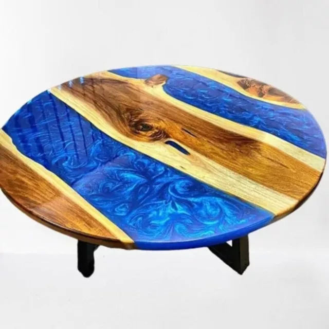 48" Epoxy Table Top Coffee Center Table Resin Wooden Top Dining Table Home Decor