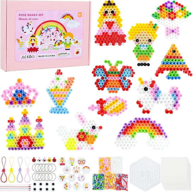 1000 Perline Glitterate Da 10 Mm Per Bambini - 7 Colori, Set Creativo Per Stiraperle, Dai 3 Anni In Su