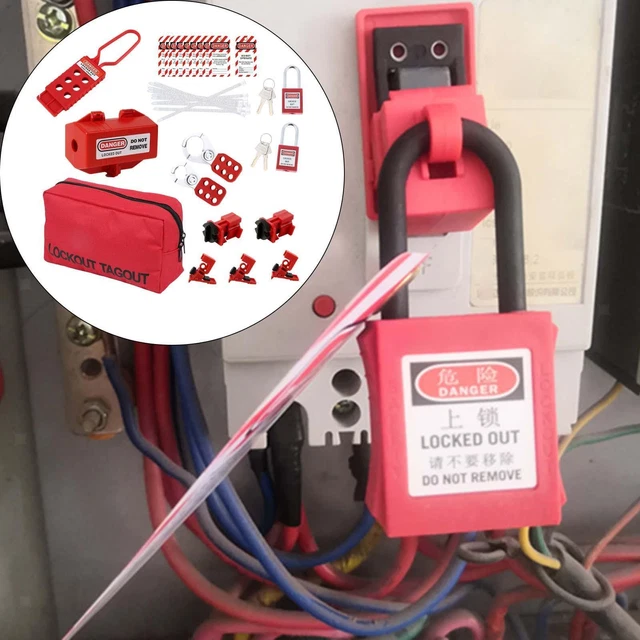 Lockout Safety Padlocks Set and Carrying Bag for Out