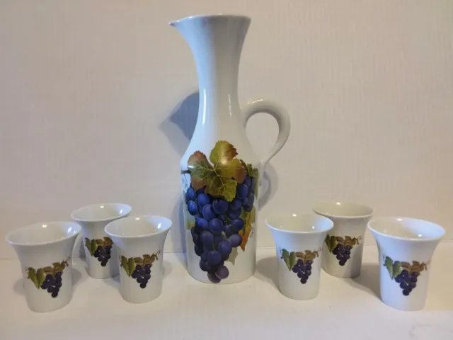 Naaman Isreal - Wine Pitcher / Carafe 6 Shot Wine Glasses - Grape Design  - A6