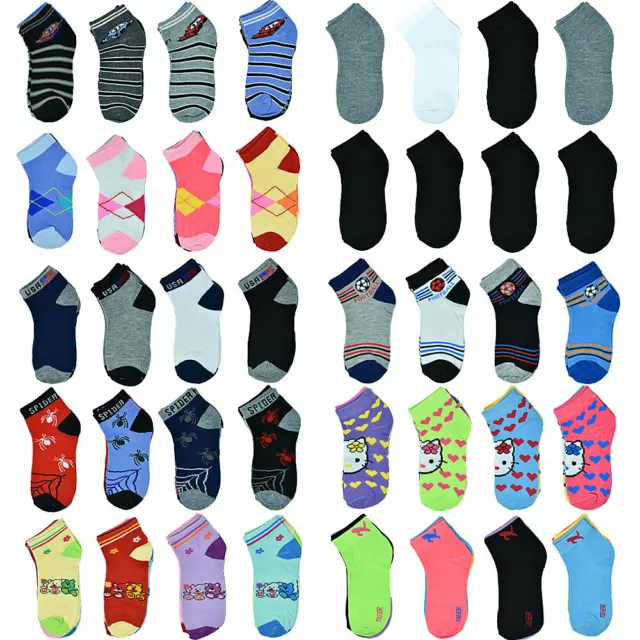 12 Pairs Kids Cotton Ankle Socks Toddler Boy Girl Casual Multi Color Size 0-8