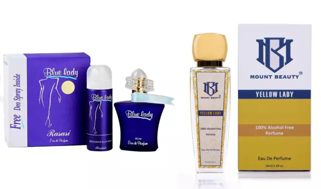 Rasasi Blue Lady Eau de Parfum, 40 ml + Yellow Lady 50 ml + kostenloser Versand