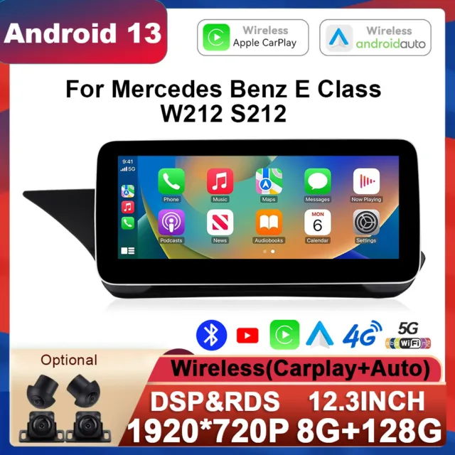 8-Kern 128GB 12,3" Android 13 Autoradio Mercedes-Benz E-Klasse W212 NTG GPS Navi