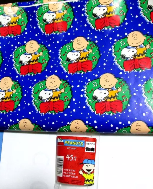 PEANUTS CHARLIE BROWN SNOOPY Christmas Wrapping Paper Large 50 Sq Ft