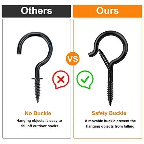 20/40PCS Screw Hooks Ceiling Hooks Heavy Duty Cup Hooks 2 Inches Silver For Home