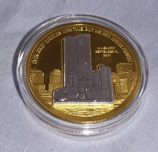 9/11 Oro Plata 3D Torres Gemelas Hombre Ciudad de Nueva York U Americana Nunca Olvides EE. UU. 2