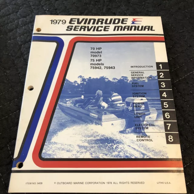 1979 OMC Evinrude outboard factory service manual 5429 70 / 75 hp engine models