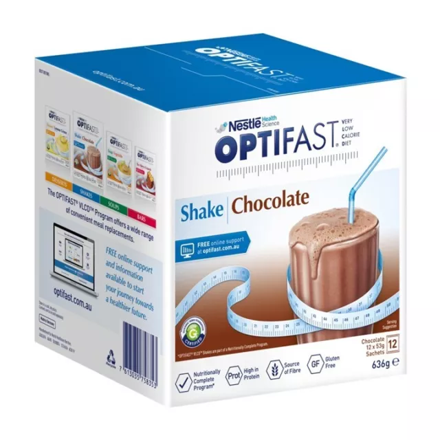 12s x 53g OPTIFAST VLCD Batido CHOCOLATE Sabor Pérdida de Peso Envío Xpedite