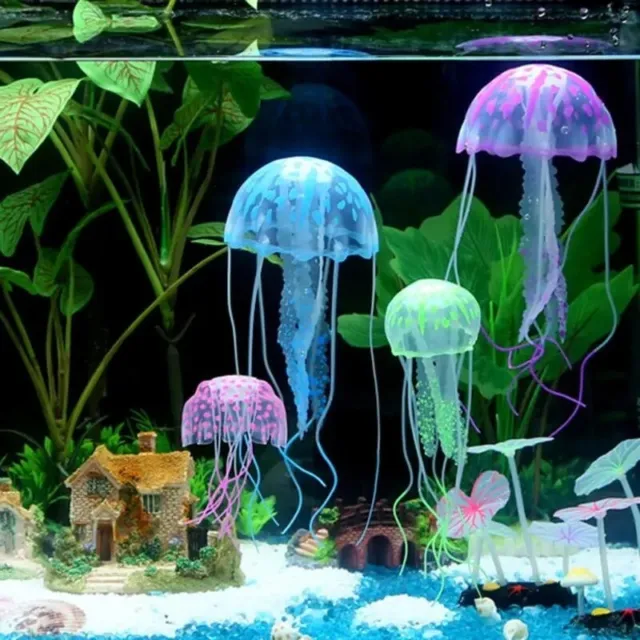Artificial Glowing Effect Jellyfish Tank Aquarium Decor Mini Submarine Ornament
