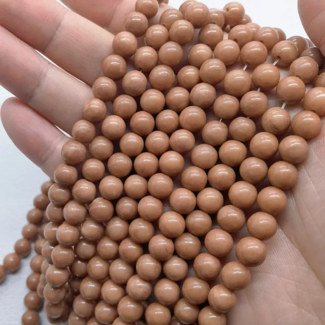 6mm Natural brown Jade Gemstone Round Loose Beads 15"AAA+