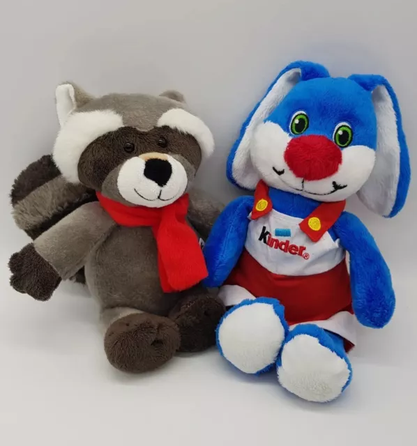 KINDER FERRERO PLUSHES Racoon & Bunny Rabbit Soft Cuddly Toy Kinder Egg ...