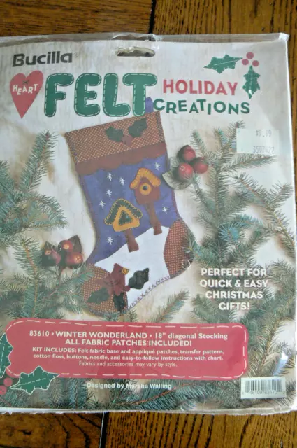 Kit de Medias de Navidad de Feltro Bucilla Invierno País de las Maravillas NUEVO EN PAQUETE NUEVO Pared de Marsha