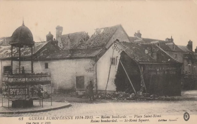 CPA 51 REIMS Bombardé Place Saint Remi Guerre Européenne 1914-1915