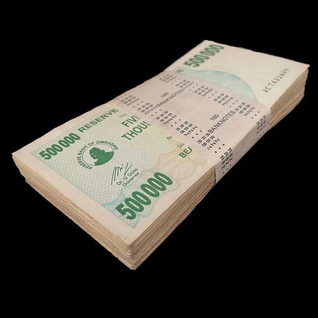 Zimbabwe  100 x 500000 Dollars 2007 - Pick- 51 - Bundle 100 PCS – USED