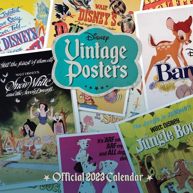 DISNEY VINTAGE FILM Posters Calendar 2023 Official Square Danilo Snow