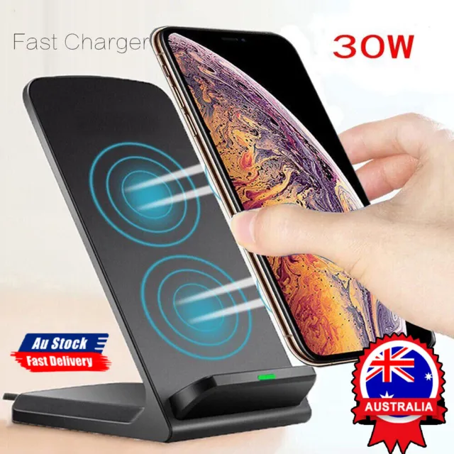 30W Qi Wireless Charger Fast Charge Stand Dock For iPhone 8 11 13 14 15 Samsung