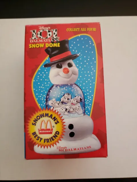 1996 McDonald's Happy Meal 101 Dalmatians Snow Dome Snowman Christmas Ornament