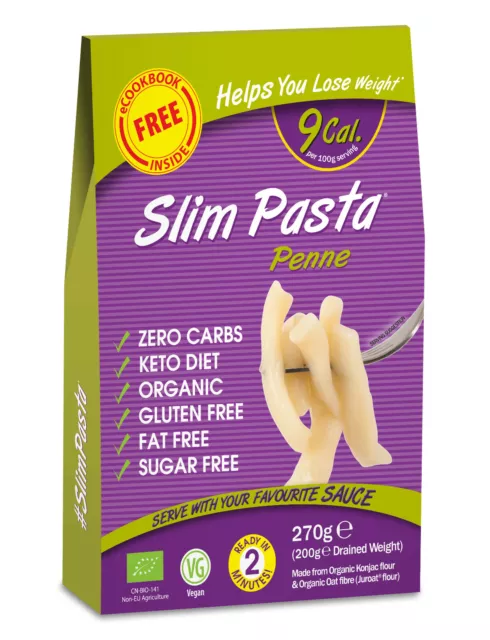 Slim Pasta Penne Konjac Shirataki 270g | Zero Carbs | Low Cal | FREE eCookBook