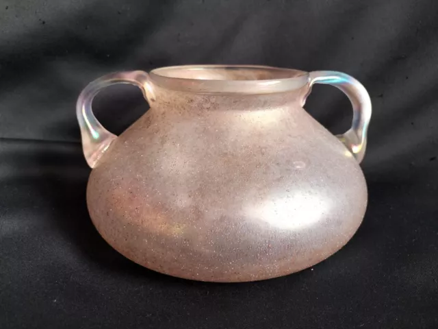 Loetz? / Vase à anses en verre givré irisé / Art Nouveau / Pallme Kralik