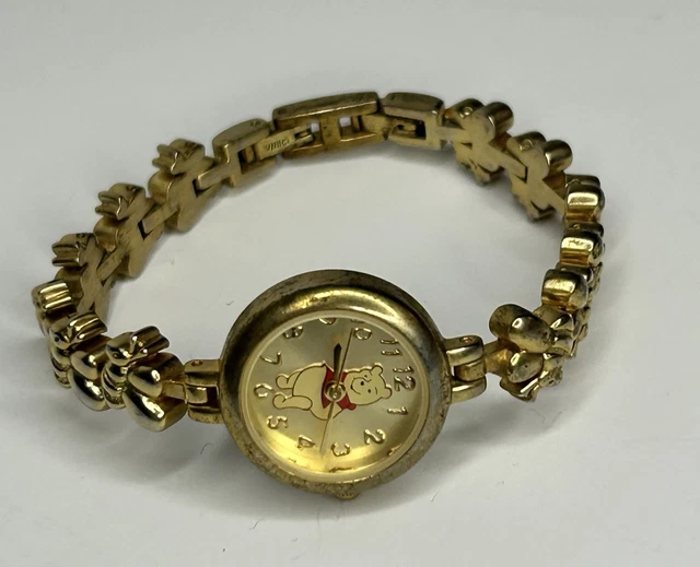 WINNIE THE POOH Disney Watch Gold-Tone 12mm Brown Leather  display picture 2