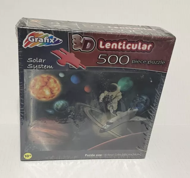 Solar System 3D Lenticular 500 Piece Puzzle, Planets, Space Shuttle, Astronaut