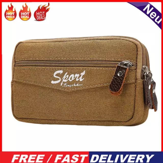 3pcs Casual Canvas Outdoor Men Phone Purse Waist Bag  Zip Pouch(Khaki)