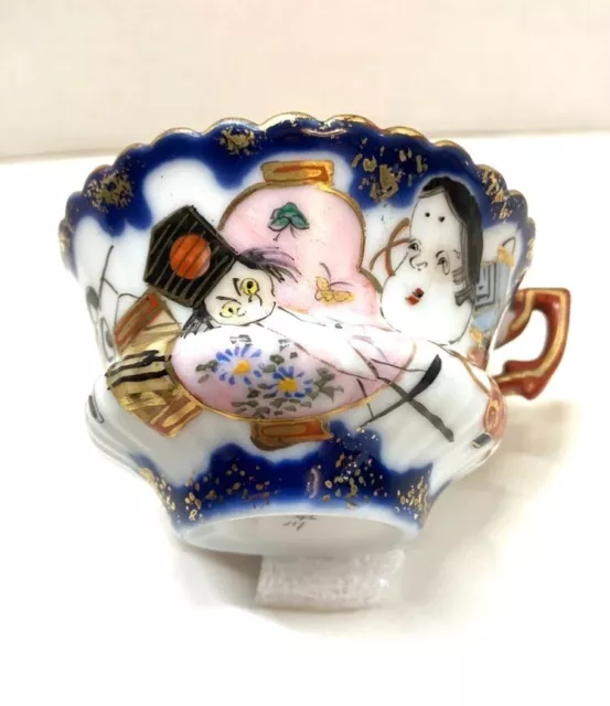 Antique Kutani Japanese Egg Shell Signed Cup Demitasse Hand Painted