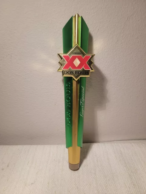 Dos Equis XX Lager Especial Cerveza Beer Tap Handle 13” Tall Metallic Green