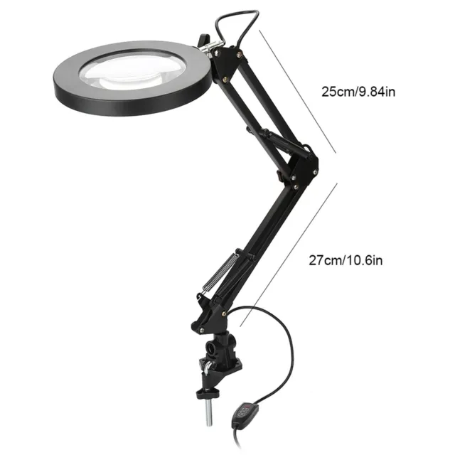 Clamp Mount LED Magnifier Lamp Salon 5X Magnifying Lamp Eyeliner Manicure JFF
