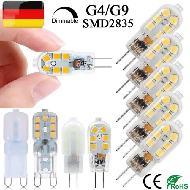 4-8 x Halogen-Lampe Bi-Pin Stiftsockellampe Leuchtmittel G4 G9 2W 3W Dimmbar