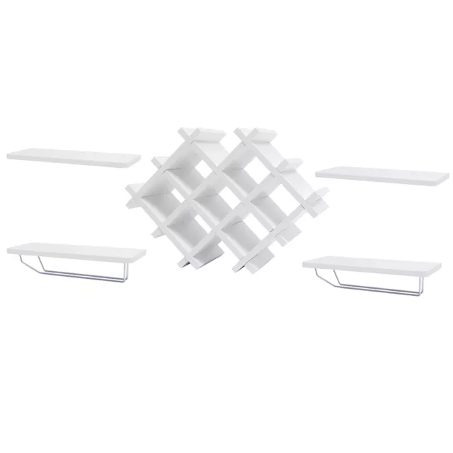 Armadietto per vino in legno scaffale per vino supporto a parete supporto bottiglie bar appendere scaffali bianco