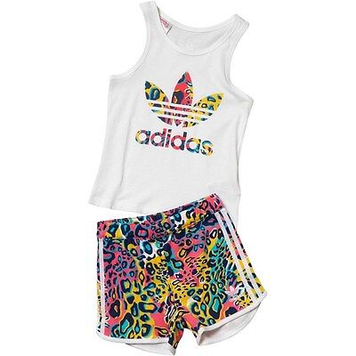 Ragazze Bambino Adidas Originals Trifoglio Tank e pantaloncini bambino set bambini set completo