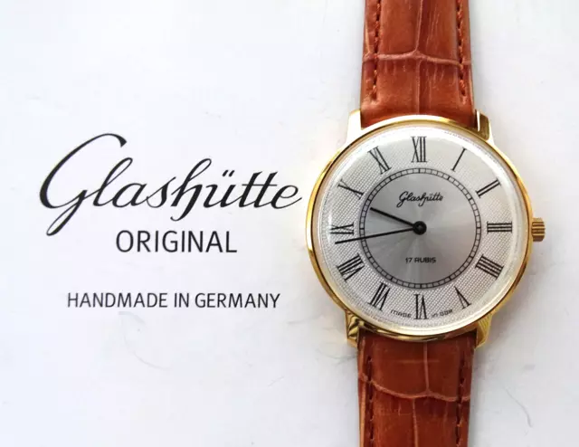 Glashütte GUB cal. 09-20 Vintage Klassische Elegante Herren Armbanduhr Neu NOS