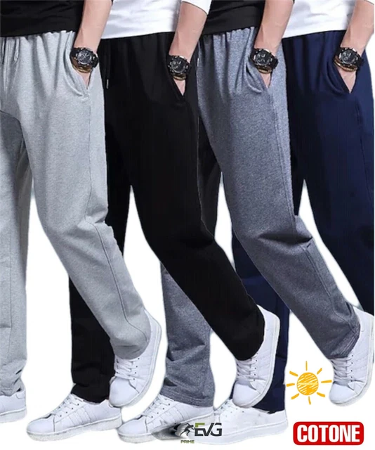 Pantalone Cotone Leggero Diritto Uomo Sportivo Casual Casa Tuta Fitness Palestra