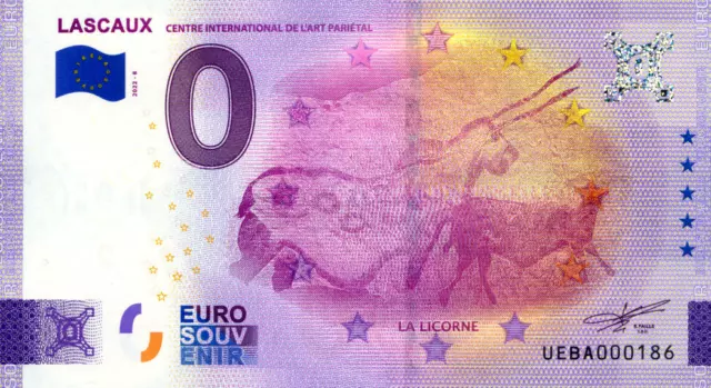 24 LASCAUX La licorne, N° de la 2ème liasse, 2022, Billet Euro Souvenir