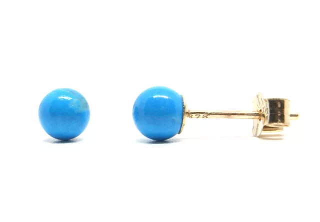 9ct Gold Turquoise Studs 4mm ball earrings Gift Boxed Made in UK