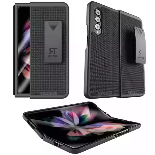 Rome Tech Samsung Galaxy Z Fold 3 Shell Holster Combo Case, Cover With Belt Clip