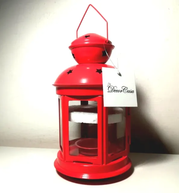 Lanterna Porta Candela Colore Rosso Decoro Casa Candele Red Da Appendere Italia