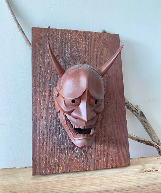 Vintage Japanese Hannya mask Ichii Ittobori Wood Carvings Hida Takayama demon