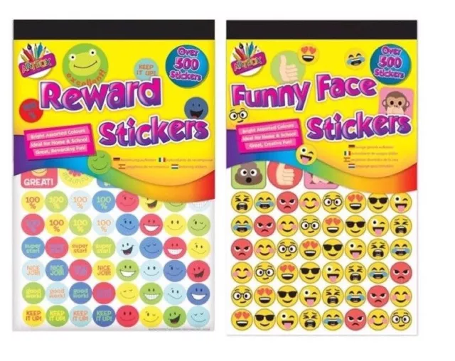 500x Funny Emoji Smiley Face Teacher Reward Stickers Parent Kids Childrens Award