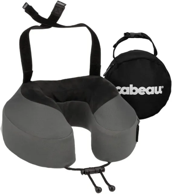 Travel Neck Pillow Memory Foam Neck Support with Seat Strap Attachment (Steel)
