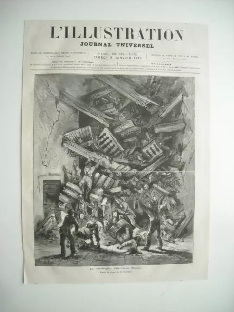 Gravure 1876. Suisse. La Catastrophe D’hellikoen.