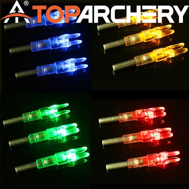 3-24PCS Archery LED Lighted Arrow Nocks Switch Button ID 6.2 Bow Hunting Target