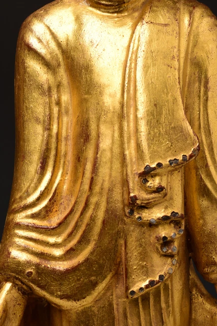 19th Century, Mandalay, Antique Burmese Wooden Standing Buddha 3
