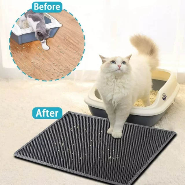 Tapis de trappeur double boîte à litière pour chat grand nid d'abeille avec couche de base imperméable 2