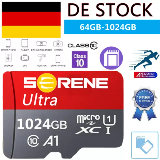 256 512GB 1TB SD-Karte Klasse 10 Smartphones Mikrokartenspeicher Mikro-SD-Karte